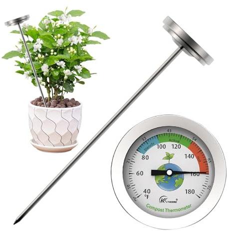 Bodentemperatur-Thermometer, Bodenthermometer für den Garten, 7 Zoll, Bodentemperatur-Thermometer aus Edelstahl, Temperaturanzeige für den Außenbereich, wasserdicht, für den Garten, Thermometer