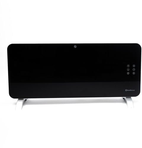 Rediffusion Panel Heater 2000W, Smart Glass, Works with Alexa & Google Assistant, Smart App Control, Wall Mount or Free Standing, Fast Heating, Overheat Protection, Black - RED2000GB