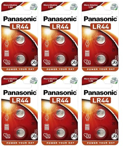 PANASONIC - Lote de 6 blísteres de 2 pilas LR44 Micro Alcalino – 1,5 V