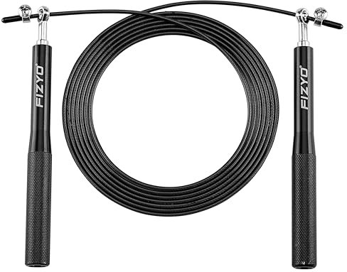 Fizyo Springseil, Jump Rope für Speed Skipping Rope, Springseil für Fitnessübungen, Länge Einstellbar 330cm verstellbare Stahlseile, Sprungseil Erwachsene, ideal für Fitness und Training (Schwarz)