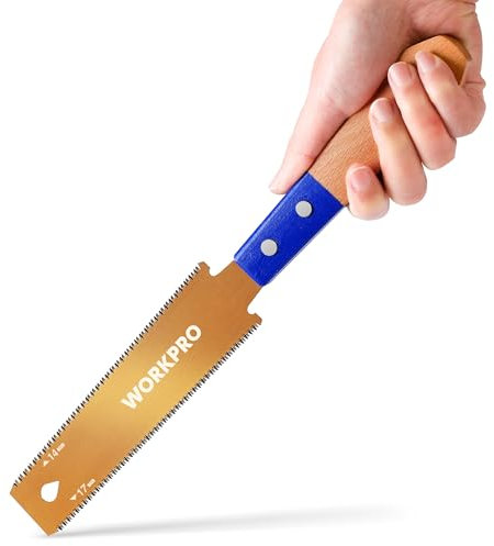 WORKPRO Sega Giapponese, Sega Giapponese a Testa Stretta da 150 mm, Lama SK5 da 0,6 mm con Doppio Taglio 17TPI/14TPI, Manico in Legno Ergonomico, Ideale per Lavorazione del Legno e Fai da Te