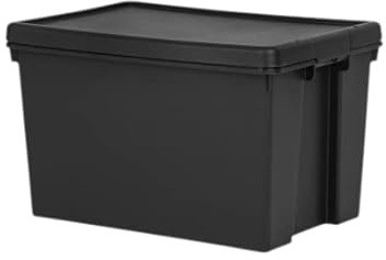 VISHCHIT 62L Large Wham Black Storage Box with Airtight Snap Lid (1) | 100% Recycled Plastic, Stackable, Heavy Duty, Multi-Purpose Organiser, For Home Office Garage