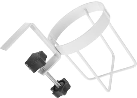 HONMEET Portabicchieri da Scrivania Clip in Metallo Bianco senza Fori, Struttura Aperta Sopra, per Gaming Desk e Organizzazione Bevande