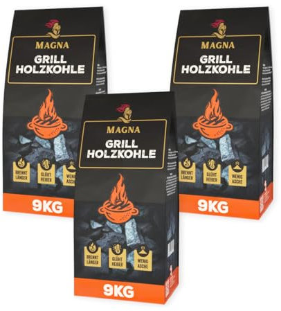 Premium Holzkohle Magna - Grillkohle, Kohle, Grillholzkohle, Restaurantkohle, Holzkohlebriketts, Kohlebriketts - für Holzkohle-Grill, Restaurant-Grill (27, Kilogramm)