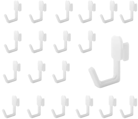 20 Ganci per Pannelli Forati, Ganci per Pannelli Forati Bianchi, Ganci per Organizer da Parete per Pannelli Forati, Gancio per Pannello Forato Portautensili, per Organizer per Attrezzi da Garage
