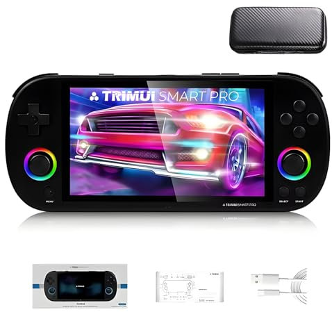 TRIMUI SMART PRO Handheld Game Console, Linux System A133P Processor 5-Inch Screen Retro Video Gaming Console Boy Girls Adult Gifts (No Card No Games) - with Carry Case