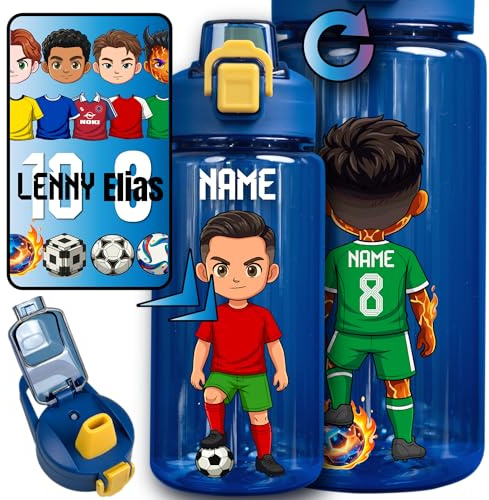 EarlyBird Little Bud Trinkflasche Mein Klub mit personalisierten Fußball-Avatar zum selbst gestalten, 600ml, Heim-Vereins-Farben, Trikot-Nummer und Name, grün