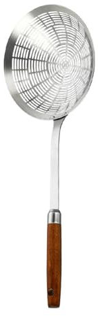 Práctica espumadera con cuenco grande cuchara de acero para escurrir y freír utensilios de cocina colador de alambre de metal