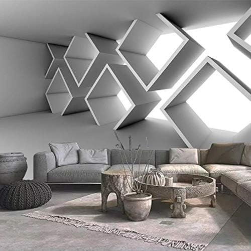 XLMING Kubischer Zement Grau 3D Tapete Wohnzimmer Sofa Schlafzimmer Esszimmer Home Dekoration Wand-300cm×210cm
