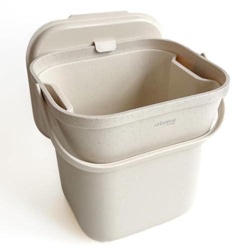 Urbalive Design Biomülleimer Küche 8L mit herausnehmbarem Sieb - Komposteimer Küche mit Deckel - Kleiner Mülleimer für alltäglichen Biomüll - Spülmaschinenfest, mit Kaffeesatz-Beimischung hergestellt