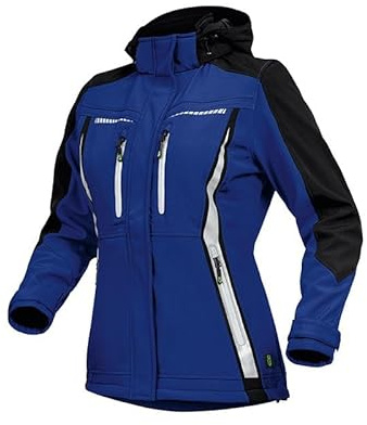Leibwächter Damen Softshelljacke atmungsaktiv, wind- und wasserabweisend, taillierter Schnitt, Reflektoren, abnehmbare Kapuze