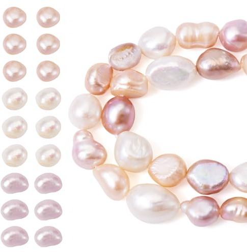Crafans 2 fili di perle coltivate naturali su due lati lucide perle d'acqua dolce naturali colorate perle barocche d'acqua dolce per la creazione di gioielli fai da te di collane, orecchini