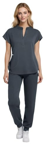 Eipnare Medical Scrubs for Women Set, Stand-up Collar Scrubs Top & Jogger Scrub Pants with 8 Pockets Nurse Uniforms Set