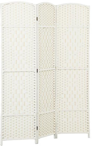 HOMCOM - Biombo interior de madera, 3 paneles, 135 x 180 cm, separador de habitación plegable, para sala de estar, dormitorio, hogar, color blanco