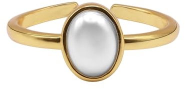 Heideman Ring Damen Saga Edelstahl poliert mit Perle weiß | Eleganter Ring mit edlem Akzent, schön zum Verschenken an Partnerin oder Mama, hautfreundlich, nickelfrei