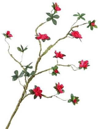 HXSCOO 10 Flores Artificiales de Azalea: Arte Floral Chino for decoración del hogar, Adornos for la Mesa Auxiliar de la Sala de Estar, arreglo de Ramas de Espuma(Rosered)