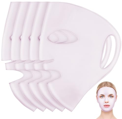 GAROZATION 5 Pcs Reusable Silicone Face Mask Holder Soft Skin-friendly Facial Covers Moisturizing Skincare Tool for Women Beauty Treatments and Spa Use