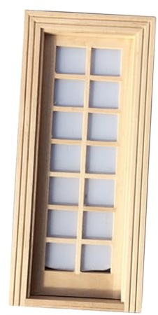 ERINGOGO Miniatur Holztür 14 Fach Gitter Puppenhaus Türdeko Holzmodell für Feengarten und Puppenmöbel Sicheres Robustes Miniatur Zubehör Geschenk für Modellbaufans