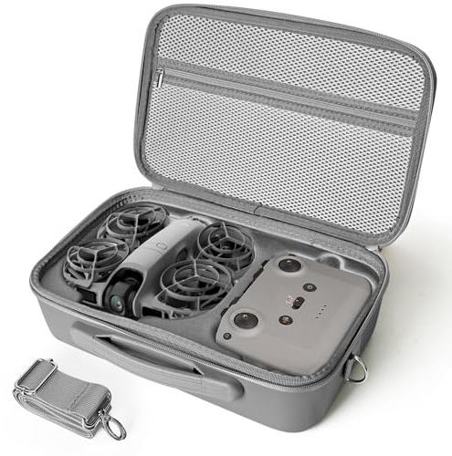 Funda para DJI NEO 2, Bolsa de Transporte Portátil de Cuero PU (Gris) | para DJI NEO 2 Fly More Combo Accesorios, Compatible con el Controlador RC-N3/N, Batería, Estación de Carga Bidireccional