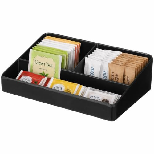 Didiseaon Tea Bag Storage Box with 3 Compartments Open View for Candy Bags | Tea Box Organiser, Storage Holder for Sugar Packets and Condiment Sachets for Restaurant Counter Coffee Station and Home Use