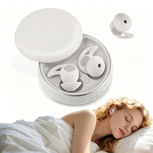 Cuffie per dormire sul fianco, Bluetooth, con cancellazione del rumore, 28 dB, mini auricolari invisibili, auricolari in-ear, morbide, con batteria da 48 ore, per allenamento, sonno, viaggi