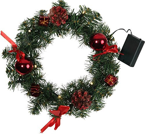 Star 601-14, LED-Tannenkranz Decorage, circa 30 cm, Metall, Rot, 0.7 x 3.0 x 3.0 cm