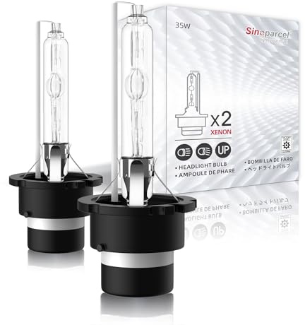 Sinoparcel D4S Xenon HID Headlight Bulbs - 6000K 35W High Low Beam 42402 66440 42402WX,etc Replacement Lights - Pack of 2