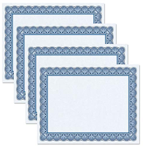 Elite Blue & Blue Parchment Certificate Papers - Pack of 100, Laser & Inkjet Printer Compatible, For Office, Business Awards, Graduation, School Diplomas, 8-1/2 x 11 on 60 lb. Stock