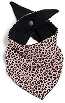 nanito Baby Dreieckstuch Lätzchen mit Druckknopf für Babys & Kleinkinder Musselin Schal Kinderhalstuch Farbwahl 100% Bio Baumwolle (Leoprint - creme rosé)