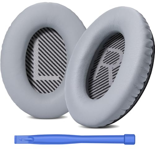 Headphones Replacement Ear Pads for Bose QuietComfort 35 QC35 & QC35 II – Premium Memory Foam, Soft Protein Leather, Enhanced Noise Isolation, Easy Install, Comfortable & Durable (Silver)