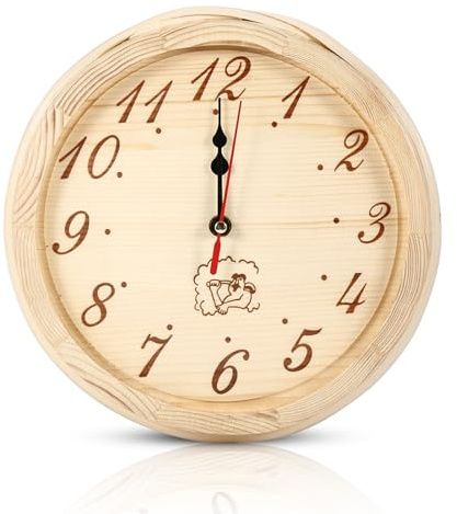 HERCHR Reloj de Pared de Madera para Sala de Sauna, Oficina en casa, Accesorios de Sauna, 9 Pulgadas de diámetro