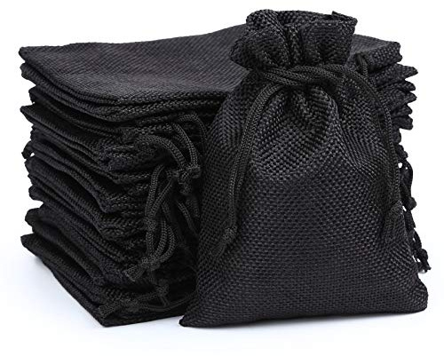 Naler 24 x Jutesäckchen Schwarz Jute Beutel für Adventskalender Stoffbeutel Natur Säckchen Geschenksäckchen - 10 x 14 cm