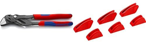 KNIPEX 86 02 250 Zangenschlüssel Zange und Schraubenschlüssel in einem Werkzeug grau atramentiert mit Mehrkomponenten-Hüllen 250 mm & 86 09 250 V01 Schonbacken für 86 XX 250