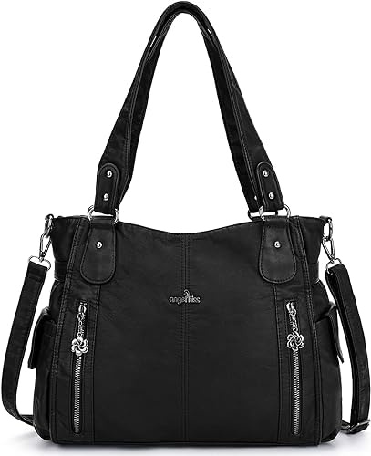 ZOCAI AngelKiss Handtasche Damen Schultertasche Multifunktionale Umhängetaschen Gewaschenes Veganes Leder Wasserdicht mit Reißver Schlusstaschen Reißverschlusstasche
