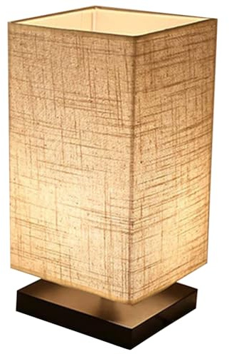 OSALADI Bedside Lamp Fabric Shade Table Lamp Japanese Desk Lamp Minimalist Lamp Bed Lamp Desk Lamps for Kids Room, Living Room, Warm Light