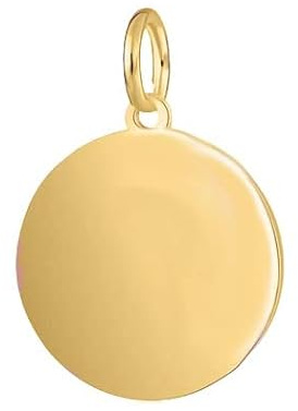 585 Gold Anhänger Rund Gravurplatte Medaillen 14K Echt Gelbgold Kettenanhänger fur Damen und Mädchen