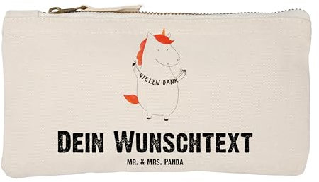 Mr. & Mrs. Panda Personalisierte Schminktasche Einhorn Dankeschön Größe S Klein - Geschenke, Mit Namen, Kulturbeutel Damen Personalisiert, Danke, Kosmetiktasche, Einhörner, Unicorn, Danksagung