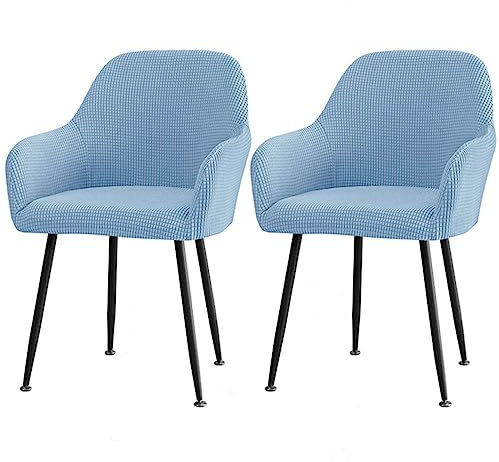 CLGTY Stuhlhussen Mit Armlehne Stretch, Weich Stuhlhussen Abnehmbar Bürostuhl Bezug Waschbar Hussen Für Stühle Für Esszimmer-blau-C-2 Stück