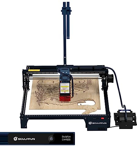 SCULPFUN S30 Pro Max Laser Graviermaschine, mit CAM500 Lightburn Kamera, Upgraded Lasers 20w Laser Cutter Automatisch Kontrolle Air Assist, Metall Lasergravierer für DIY/Wohnkultur