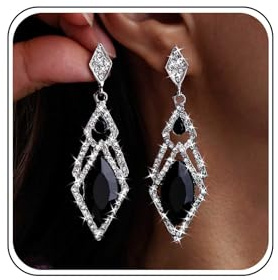 Atentuyi Boucles D'oreilles Boho Mariage Strass Noir Boucles D'oreilles Pendantes En Cristal Boucles D'oreilles Longues Chaîne À Pampilles Boucles D'oreilles De Mariage Boucles D'oreilles Demoiselle