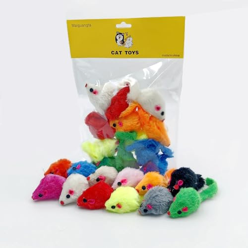 Maiguangta 12PCS Cat Mouse Toys, Faux Fur Interactive Catnip Mice