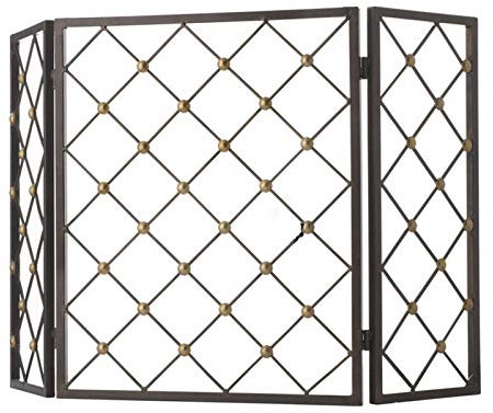 Kaminschutzgitter, 3-teilig, zusammenklappbar, 25,6 x 30,7 Zoll, Metallofen-Brandschutz, Netzabdeckung, sicherer Zaun, Funkenschutzabdeckung