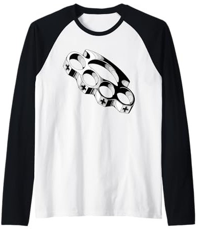 Brass Knuckles Blackwork Tattoo Flash Raglan Baseball Tee