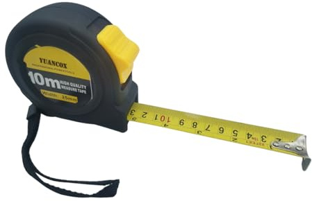 YUANCOX Mètre ruban en acier inoxydable, mesure métrique et impériale 5 m, 7,5 m, 10 m, 3 m d'épaisseur (noir, 10 m)