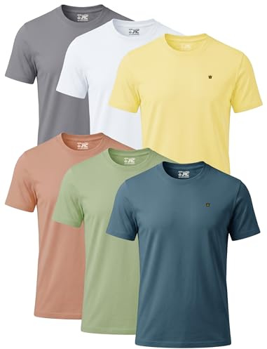 JRC Just Royal Clothing Mens Short Sleeve Crewneck T-Shirts, Casual Round Neck Tops, Pack of 6 (Hot-6, XL)
