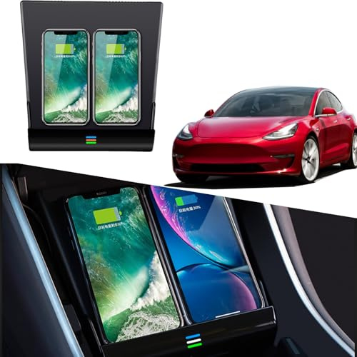 Kngiybo 2024 New Version Car Wireless Charger for Tesla Model 3 2019 2020,Center Console Wireless Charger Works With QI-Enabled Phones,10W fast Charger, for family relatives friends