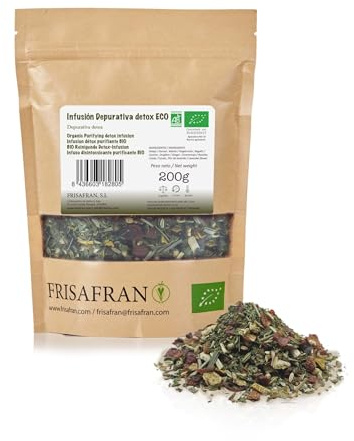 FRISAFRAN | Infuso Detox Purificante Bio Sfuso 200g | Digestivo | tisana drenante con effetto diuretico | Proprietà disintossicanti | Antiossidante naturale | senza additivi | Tisana Detox Dimagrante