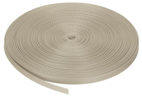 QUARKZMAN vävband polypropen 10 mm brett nylonband 45 meter tungt platt PP-band för utomhus gör-det-själv Gear reparation ryggsäck bagagehållare hantverk, blekbeige