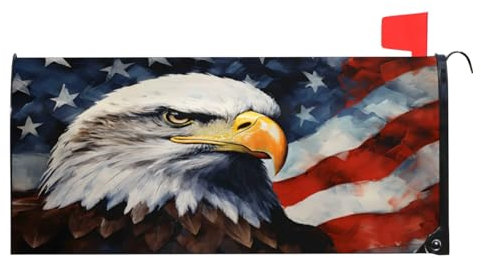 Mintoprints Eagles - Copertura magnetica per cassetta delle lettere con bandiera americana, decorazione per giardino, cortile, dimensioni standard, 45,7 x 53,3 cm
