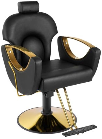 Professioneller hydraulischer Friseurstuhl mit verstellbarer Höhe und Pumpe für Salon-Shampoo, Schwarz
